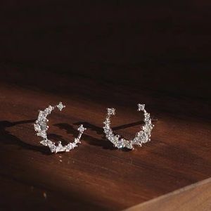 Dainty 925 Silver Moon Earrings, Moon Studs. Clearance